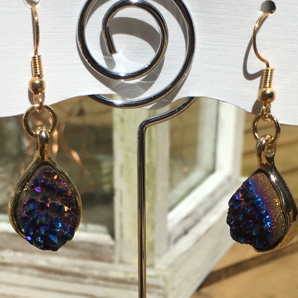 Periwinkle mineral handmade earrings